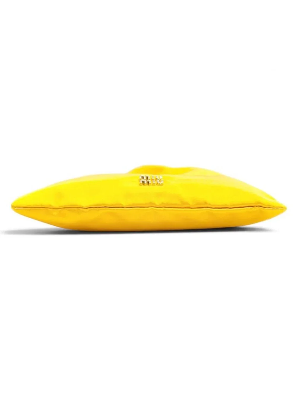 Miu Miu Duchess Drawstring Pouch Satin Silk Logo Mini Bag Yellow